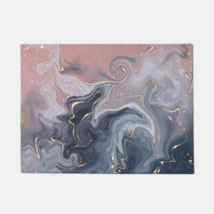 Paillasson Marbre d'aquarelle rose gris-noir