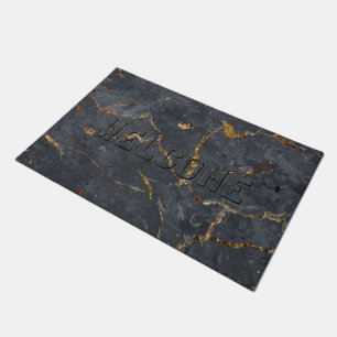 Paillasson Marbre de luxe noir et or texture
