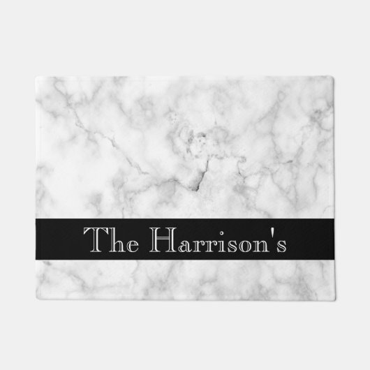 Paillasson Marbre gris et noir blanc classique personnalisé (Devant)