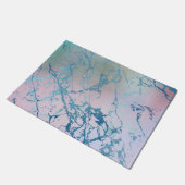 Paillasson Marbre Iridescente | Tendance Faux Holo bleu rose (Incliné)