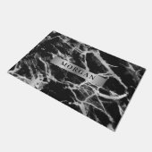 Paillasson Marbre noir et gris, nom sur bande d'argent (Incliné)