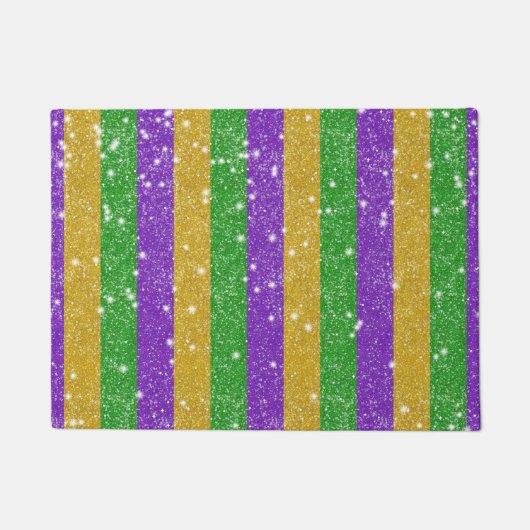 Paillasson Mardi Gras Couleurs Parties scintillant Stripe Bli (Devant)