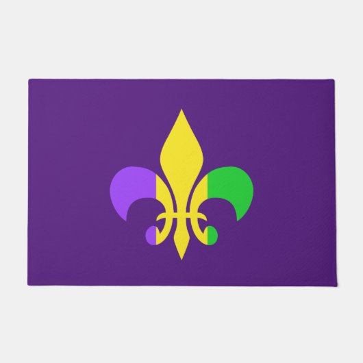 Paillasson Mardi Gras Fleur-de-Lis Vert Jaune violet (Devant)