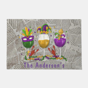 Paillasson Mardi Gras Vins et Crawfish sur mesure