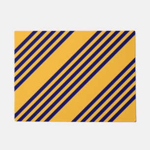 Paillasson Marine bleu et jaune soleil cinq bandes motif