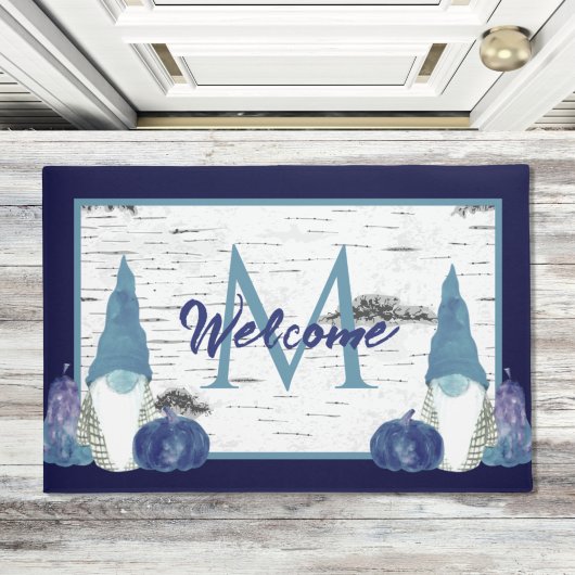 Paillasson Marine Dusty Blue Citrouille Gnomes Aspen Bois rus