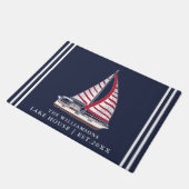 Paillasson Marine Nautique Bleu Rouge Blanc Voilier Bateau La (Incliné)