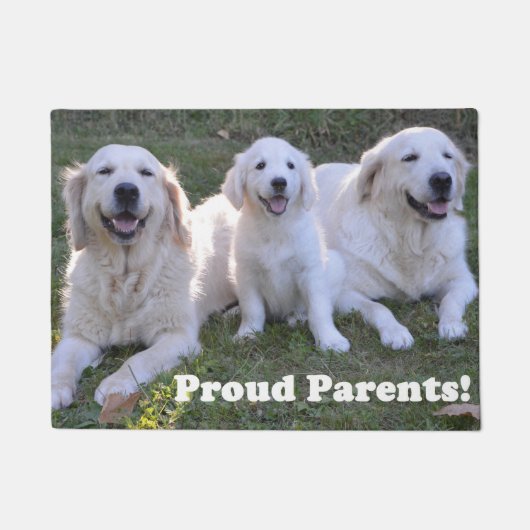 Paillasson Marionnette Golden Retriever avec des parents fier (Devant)