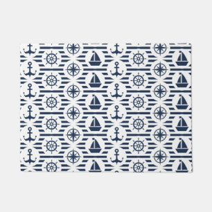 Paillasson Maritime En Motif Bleu
