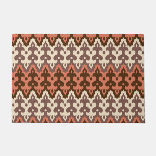 Paillasson Marocaine Ikat Damask, Brown, Crème Taupe & Rouill