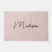 Paillasson Marque Moderne Monogramme Nom Écriture Rose Pâle (Devant)