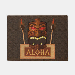 Paillasson Masque Tiki en bois Vintage Rétro Aloha Hawaïen