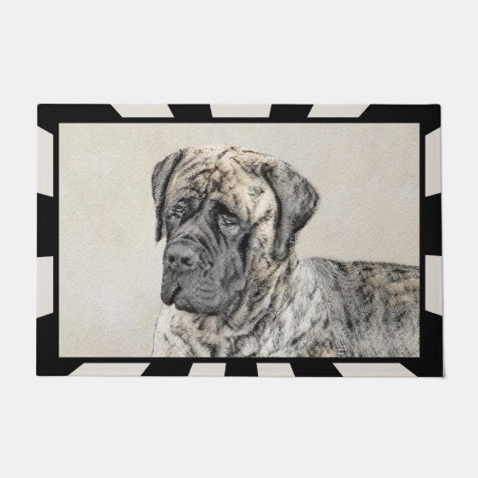 Paillasson Mastiff anglais (Brindle) Peinture - Chien Art (Devant)
