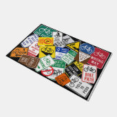 Paillasson Mat à vélo coloré, Signes de circulation branchés (Incliné)