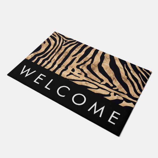 Paillasson Mat d'accueil d'impression Gold Foil Zebra (Incliné)