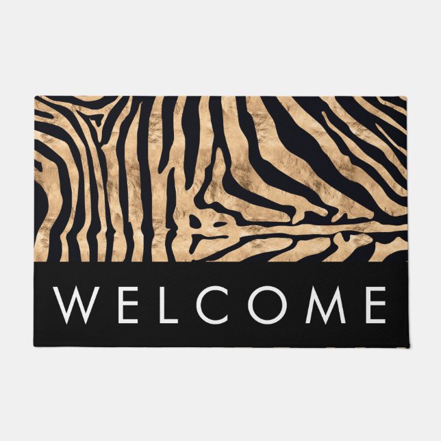 Paillasson Mat d'accueil d'impression Gold Foil Zebra (Devant)