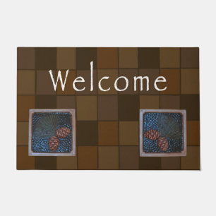 Paillasson Mat de bienvenue de l'artisan avec pinecone brune