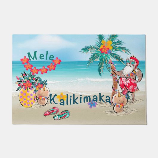 Paillasson Mat de bienvenue de Mele Kalikimaka à Hawaiian (Devant)