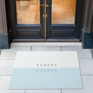 Paillasson Mat de bienvenue minimaliste bleu bicolore