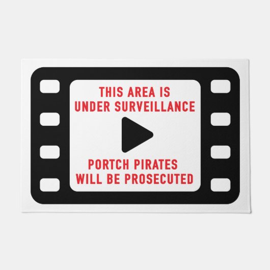 Paillasson Mat de la porte d'avertissement de surveillance (Devant)