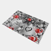 Paillasson Mat de la porte de Noël, cloches d'argent (Incliné)