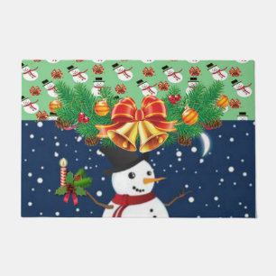 Paillasson Mat de la porte de Noël, Snowman
