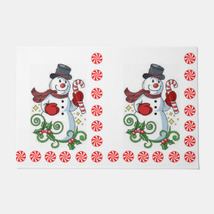 Paillasson Mat de la porte de Noël, Snowman