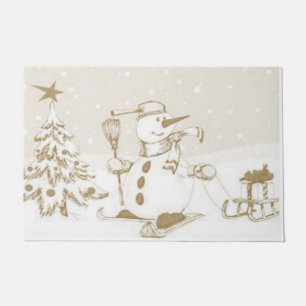 Paillasson Mat de la porte de Noël, Snowman