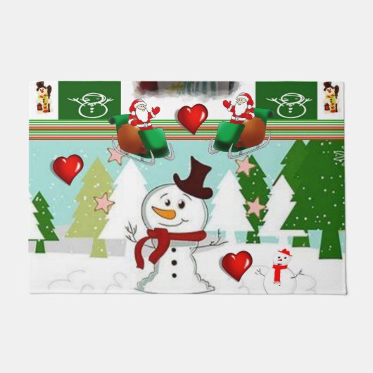 Paillasson Mat de la porte de Noël, Snowman (Devant)