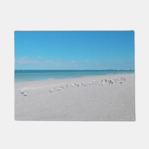 Paillasson Mat de la porte d'eau bleu sable blanc