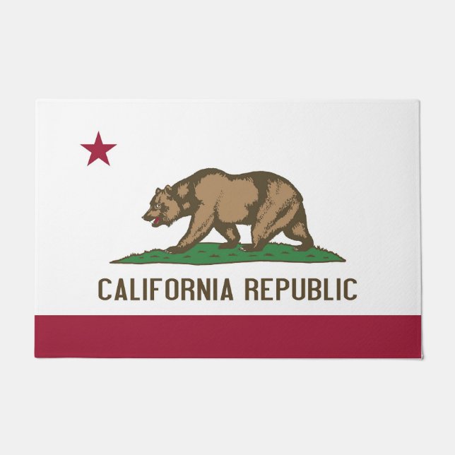 Paillasson Mat de porte avec Drapeau de Californie, États-Uni (Devant)