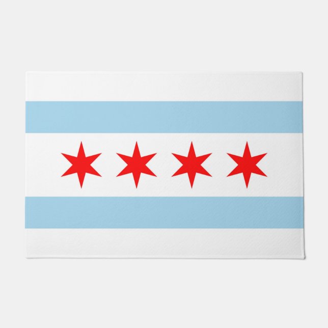 Paillasson Mat de porte avec drapeau de Chicago, Illinois (Devant)
