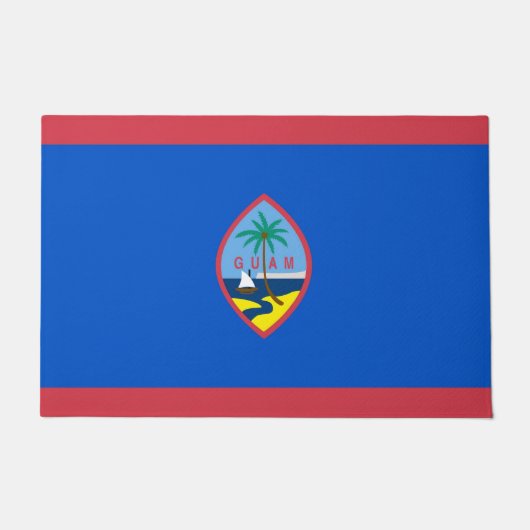 Paillasson Mat de porte avec Drapeau de Guam, USA (Devant)