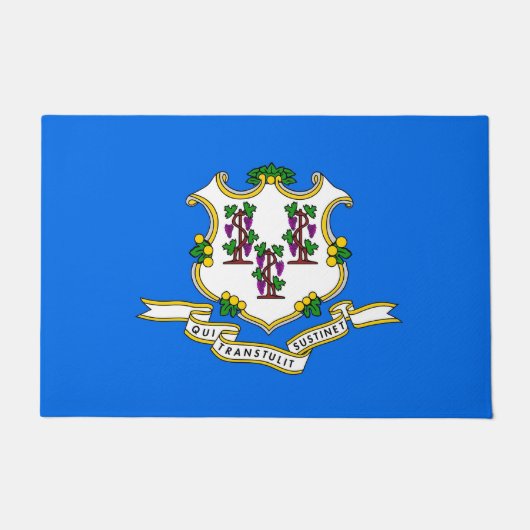 Paillasson Mat de porte avec drapeau de l'État du Connecticut (Devant)