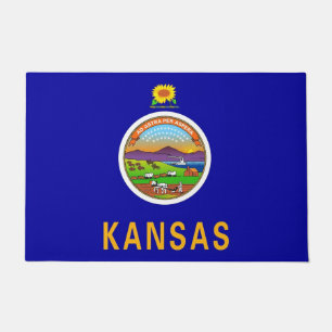 Paillasson Mat de porte avec drapeau de l'État du Kansas, Éta