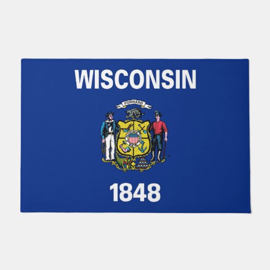 Paillasson Mat de porte avec Drapeau du Wisconsin, USA (Devant)