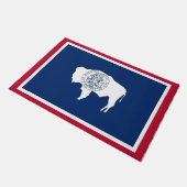 Paillasson Mat de porte avec Drapeau du Wyoming, États-Unis (Incliné)