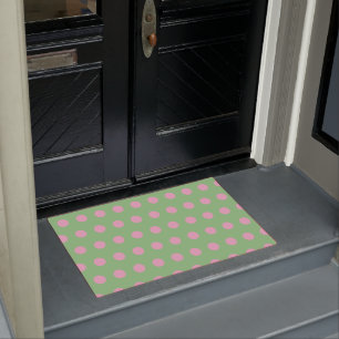 Paillasson Mat Pointe Polka (Vert Sage & Rose Pastel)