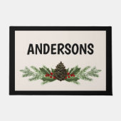 Paillasson Matelas de Noël monogrammé avec Pine Green (Devant)