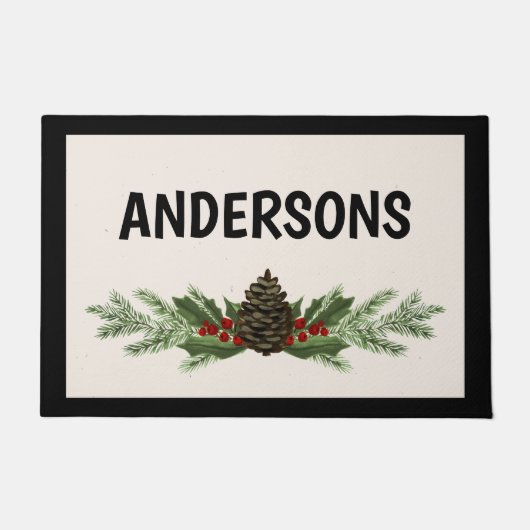 Paillasson Matelas de Noël monogrammé avec Pine Green (Devant)