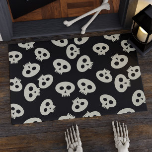 Paillasson Matelas de porte pour les crânes d'Halloween noirs