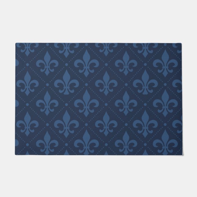 Paillasson Matelas extérieur bleu marine Fleur de Lis (Devant)