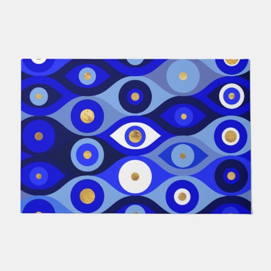 Paillasson Mati Mataki grecque - Matiasma Evil Eye blues (Devant)