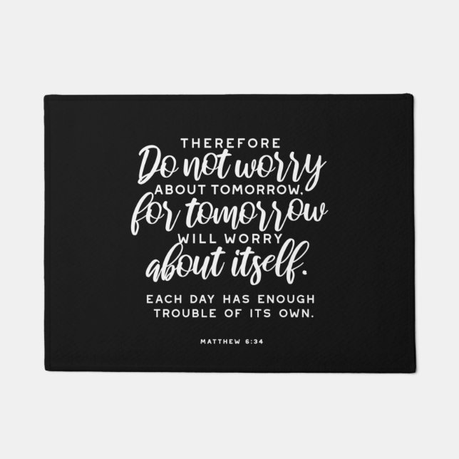 Paillasson Matthieu 6:34 Verse de la Bible (Devant)