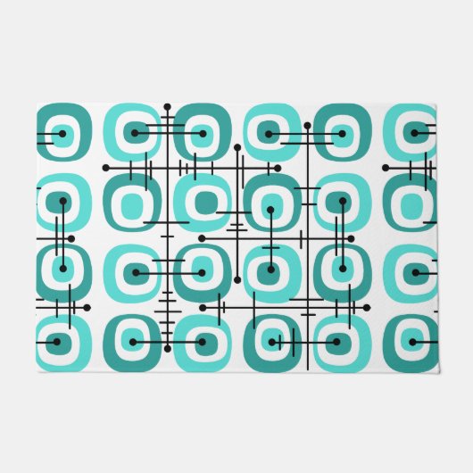 Paillasson MCM Abstrait Motif du milieu du siècle Turquoise (Devant)