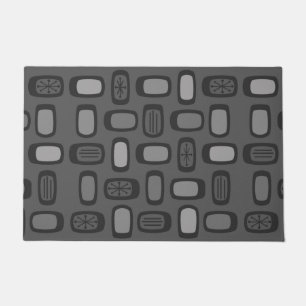 Paillasson MCM arrondi au milieu du siècle Rectangles gris ce