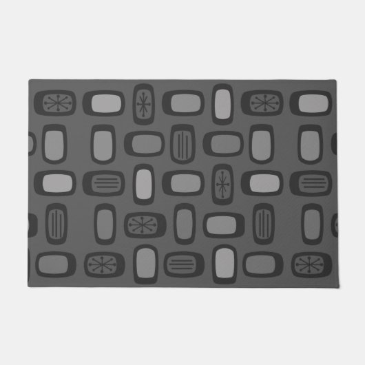 Paillasson MCM arrondi au milieu du siècle Rectangles gris ce (Devant)