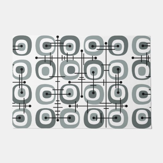 Paillasson MCM gris Motif Abstrait du milieu du siècle (Devant)