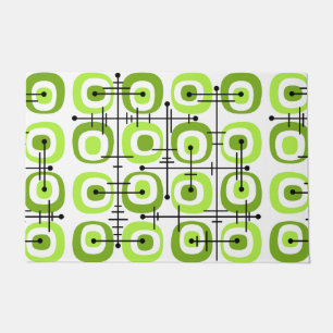 Paillasson MCM Moyen-siècle Abstrait Motif Chartreuse