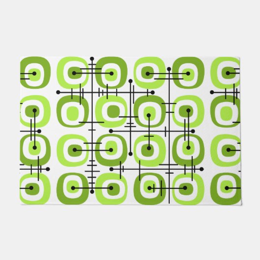 Paillasson MCM Moyen-siècle Abstrait Motif Chartreuse (Devant)